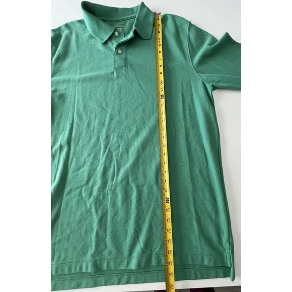 LL Bean Long Sleeve Traditional Fit Polo Sz Large TALL Green Cotton Golf Casual - Picture 6 of 6
